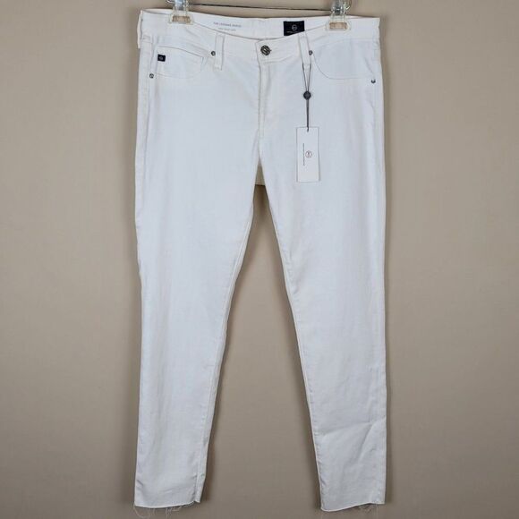 Adriano Goldschmied The Legging Ankle Super Skinny Jeans Raw Hem White Size 30 - Picture 3 of 14